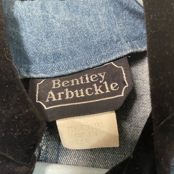 Vintage denim vest with black velvet color - size 4 - Picture 4 of 5